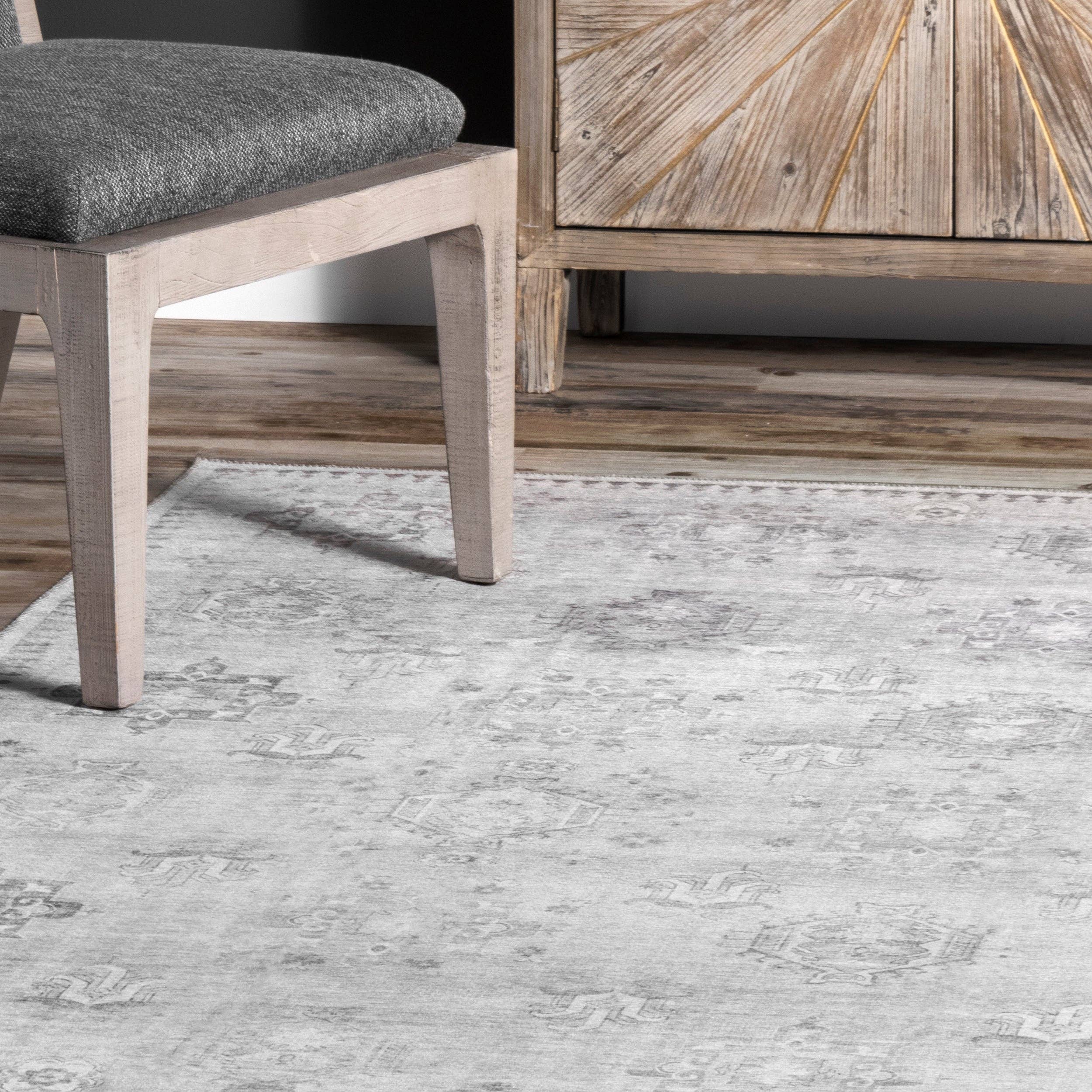 Beige Krystin Distressed Machine Washable Area Rug for wholesale on Faire19