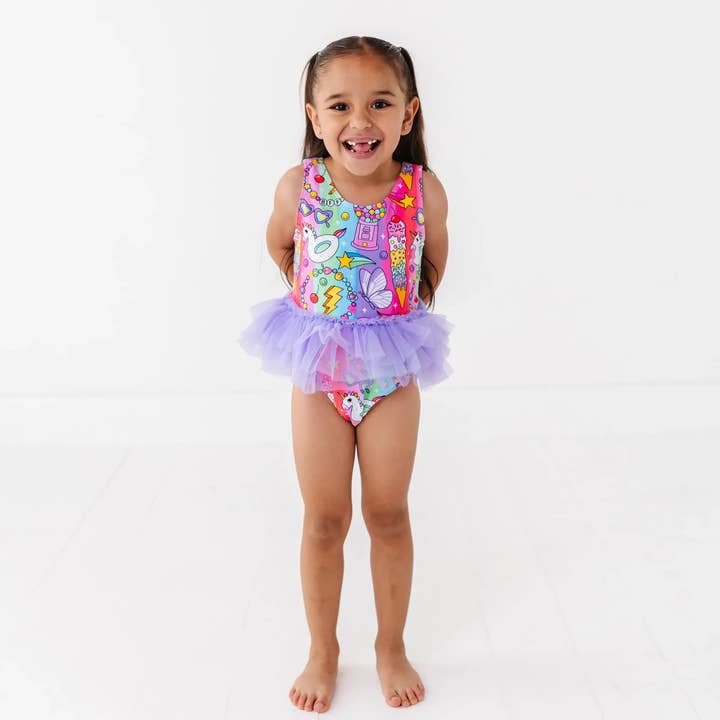 Kiki + Lulu - Wholesale One Piece Swimsuit - Kids - Rocket Lion Girls Swimsuit With Tutu