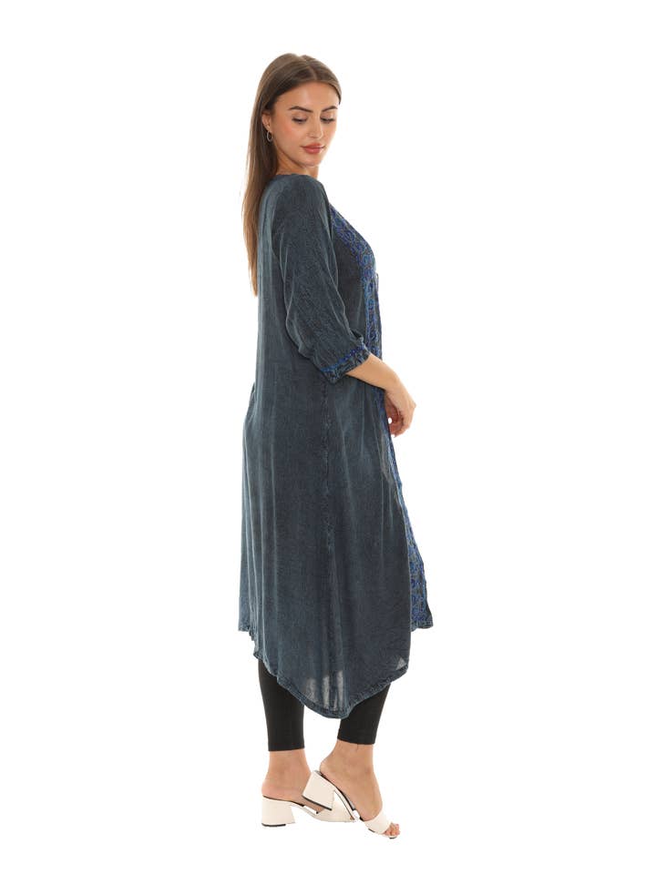 Shoreline Wear. INC - Wholesale Kimono - Women's - Sequin-Accent Embroidered Three-Quarter Sleeve Duster10