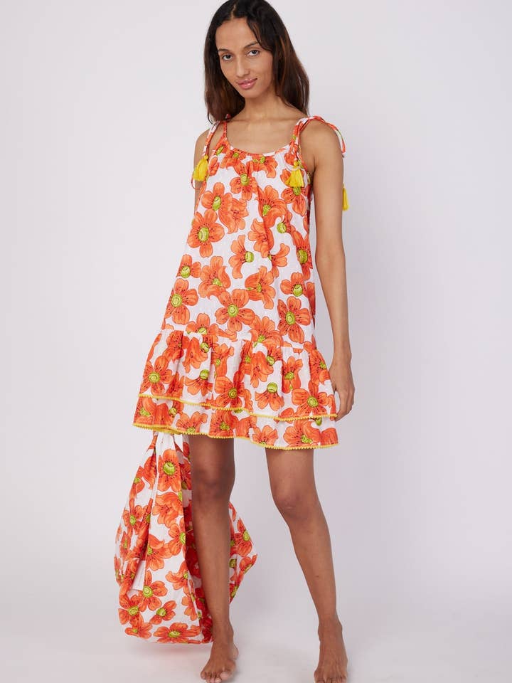ModaPosa - Venta al por mayor Vestido - Mujer - Vestido Tonia Resort Primavera-Verano Rojo Floral Primaveral