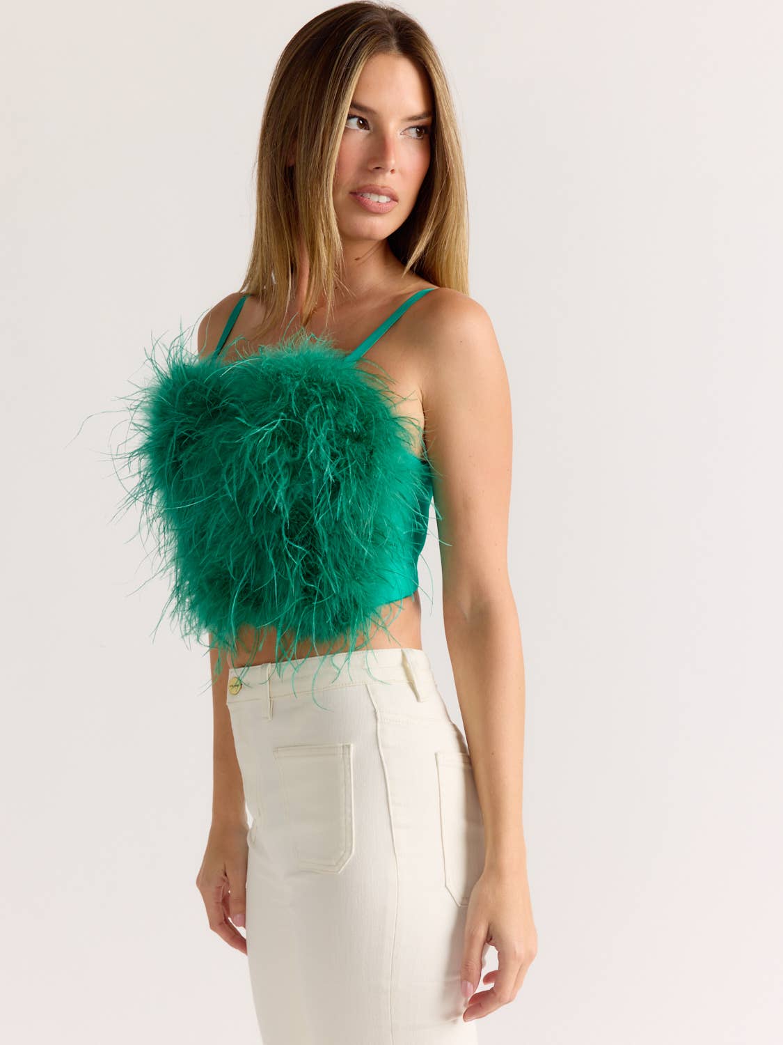Da Veamor - Wholesale Bustier - Women's - STEPHANIE Bustier Top with Ostrich Feather1