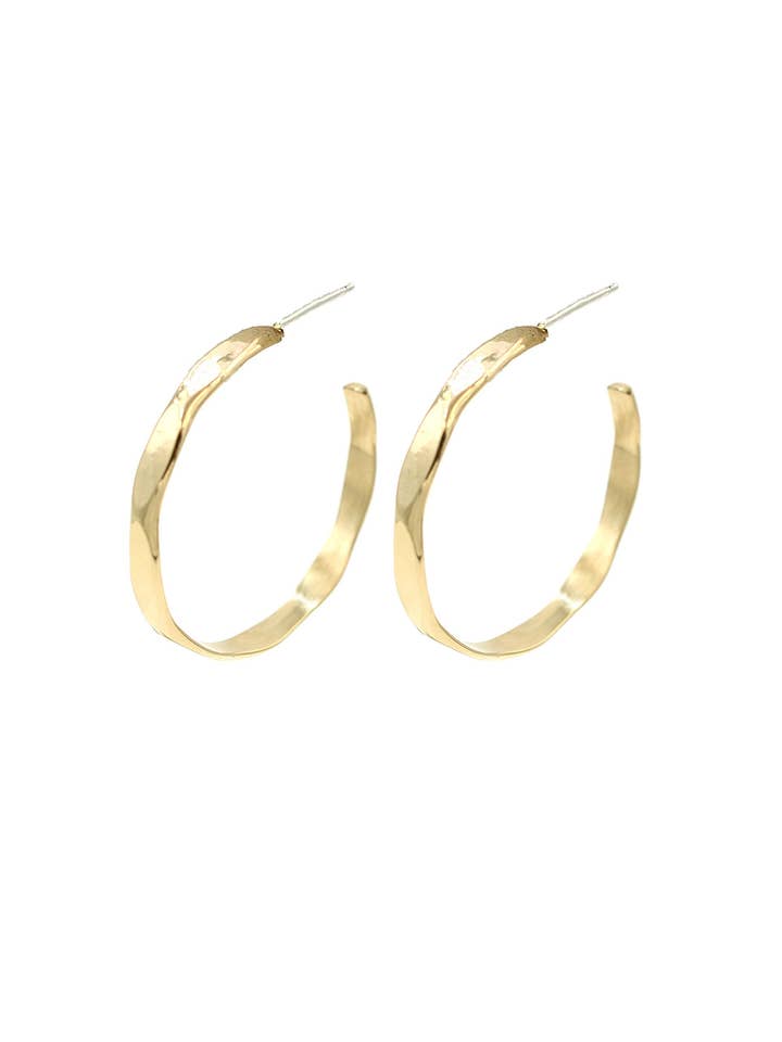 Large Angled Hammered Hoops for wholesale by Paradigm Design