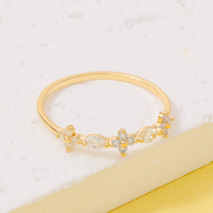 Multi Flower Rhinestone Ring for wholesale by The Looks by Fame Accessories