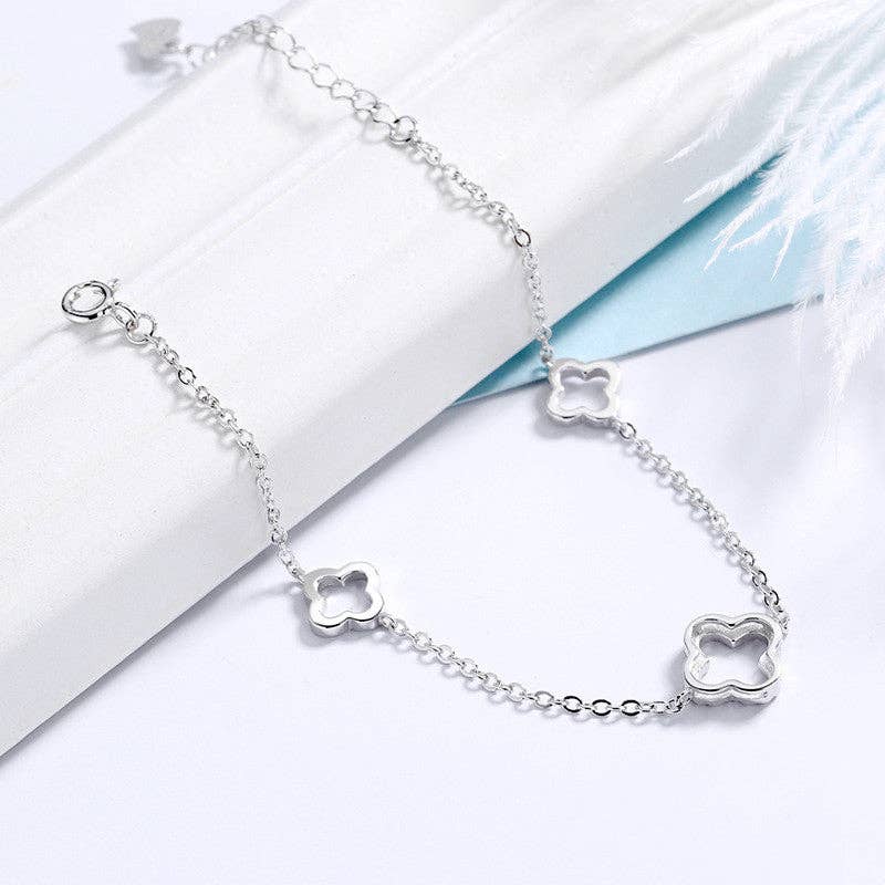 Perimade & Co. LLC - Wholesale Charm/Dangle Bracelet - Triple Four Leaf Clover Bracelet in 925 Sterling Silver2