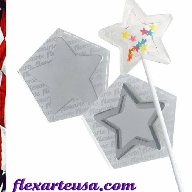 Shaker Lollipop Rattle Star Shaped Silicone Mold Hard Candy Mould isomalt Lollies DIY for wholesale by Flexarte USA