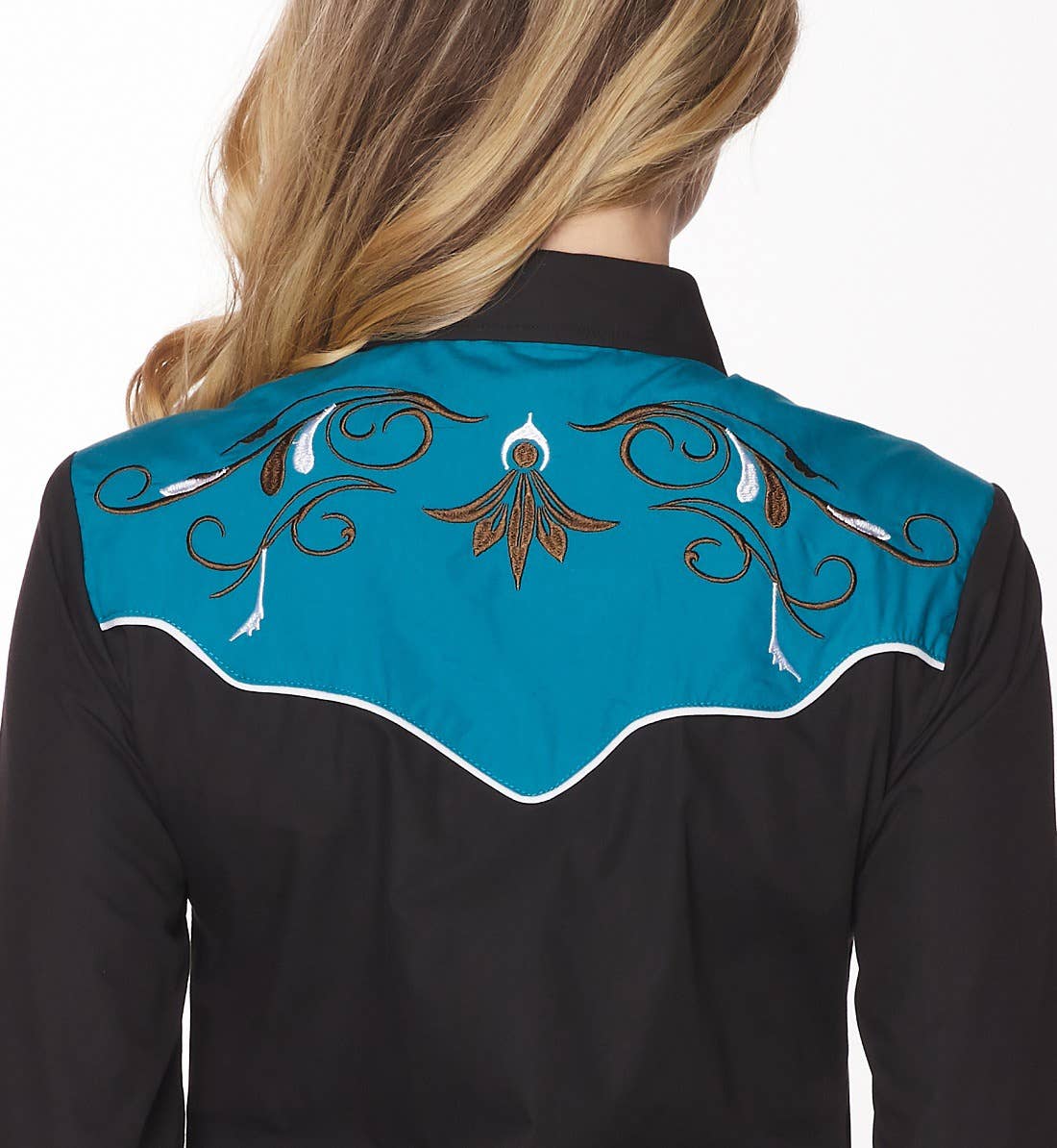 Rodeo Clothing - Vente Chemise à col boutonné – femme - Robe brodée à manches longues d'inspiration western pour femmes10