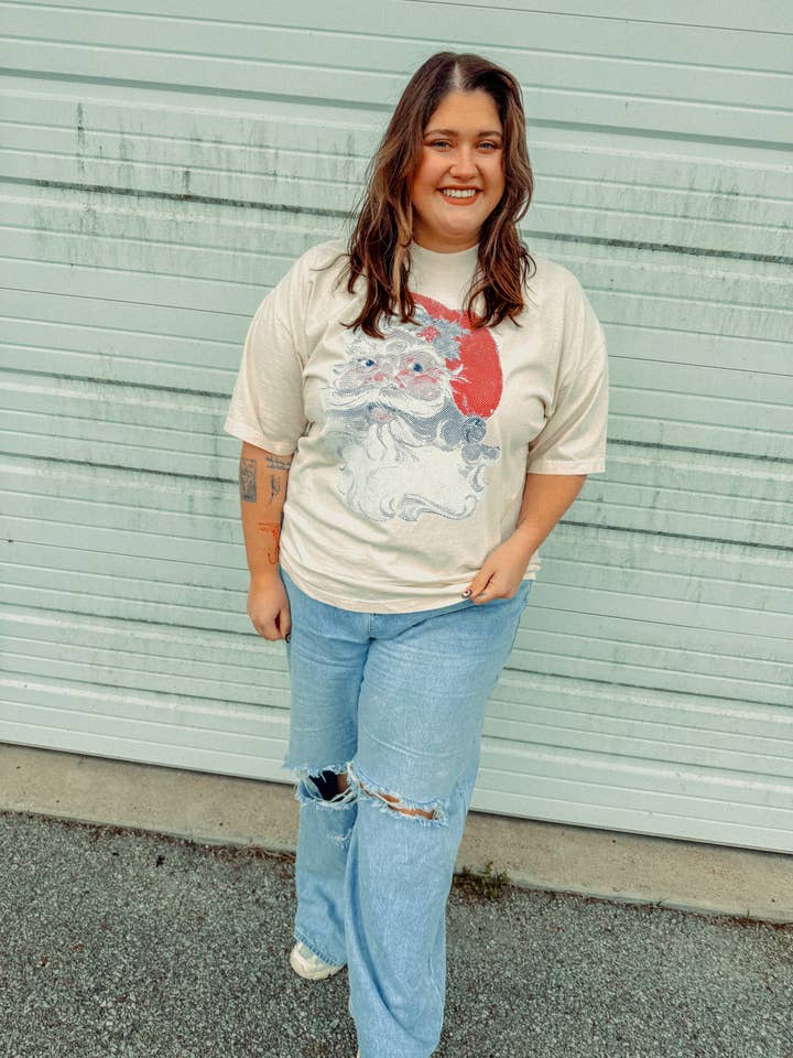 The Clandestine Underground – wholesale T-shirts med screentryck – Unisex – Vintage Santa, julig boxy bomulls-T-shirt9