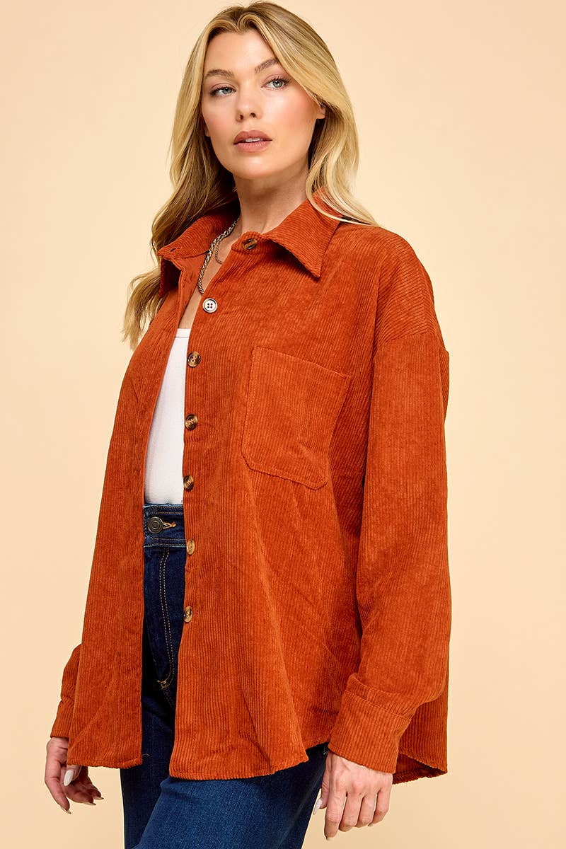 Cezele - Venta al por mayor Camisa con botones - Mujer - Camisa de pana abotonada de gran tamaño25