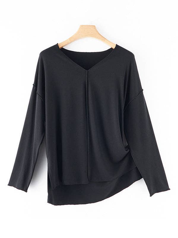 VividLux – wholesale Sleepwear set – Women's – Casual High-Low Solid Color V-Neck Pajama Set21