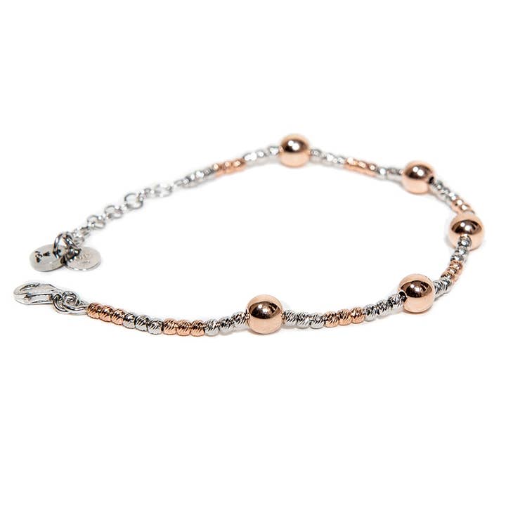 d'Este - Wholesale Charm/Dangle Bracelet - Silver Bracelet with Rose Gold Beads2