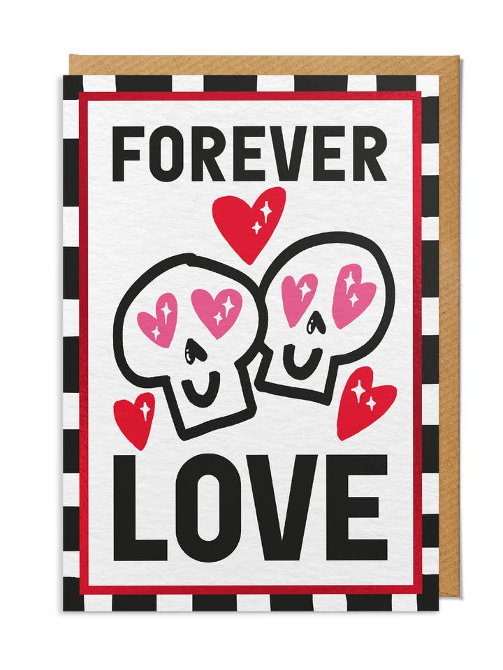Wedding/Anniversary Card — "Forever Love" Skull Hearts for wholesale by SANDERS DE ROEPER