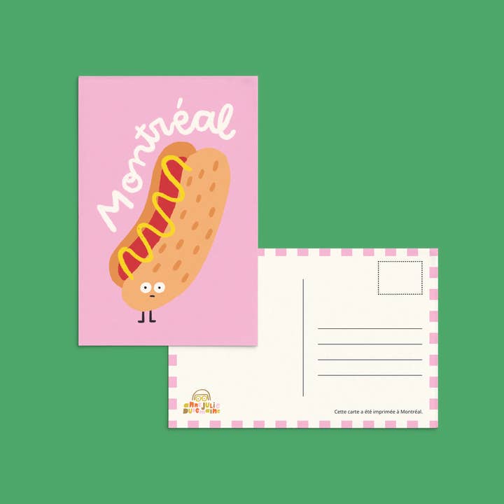 Carte postale Montréal 'Chien Chaud' for wholesale by Anne-Julie Dudemaine