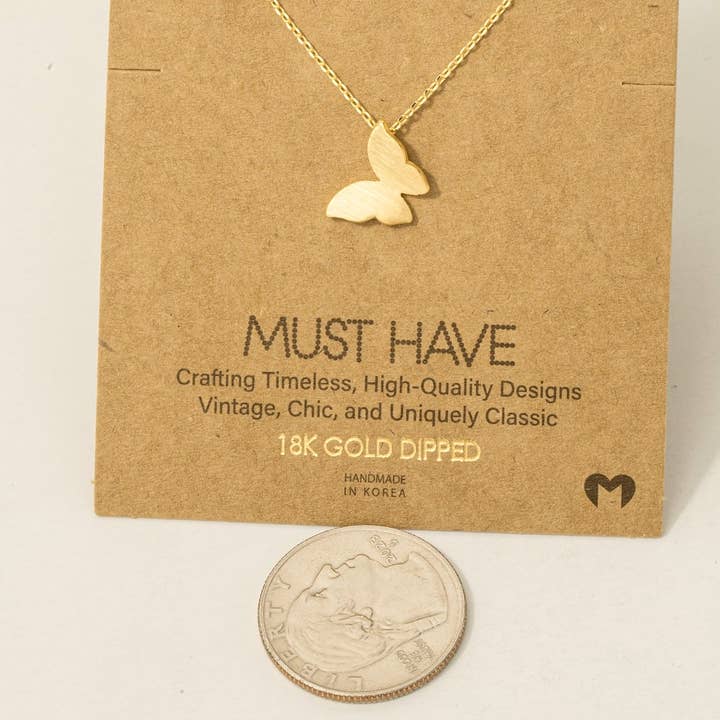 Fame Accessories - Wholesale Pendant/Charm Necklace - Gold Dipped Mini Butterfly Pendant Necklace2