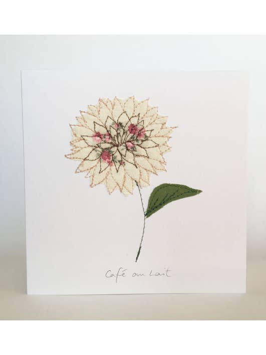 Café Au Lait Embroidered Notecard for wholesale by Sarah Becvar Design