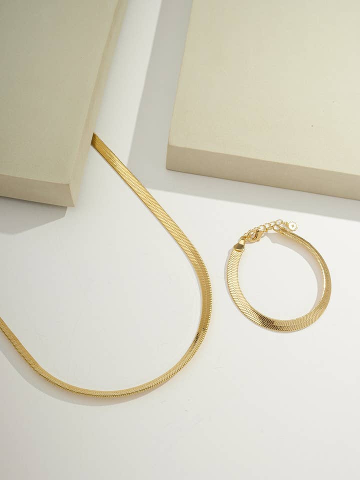 Bijoux en gros 6mm Grand Herringbone | Plaqué or 18k pour la vente par Bossaglam Jewelry