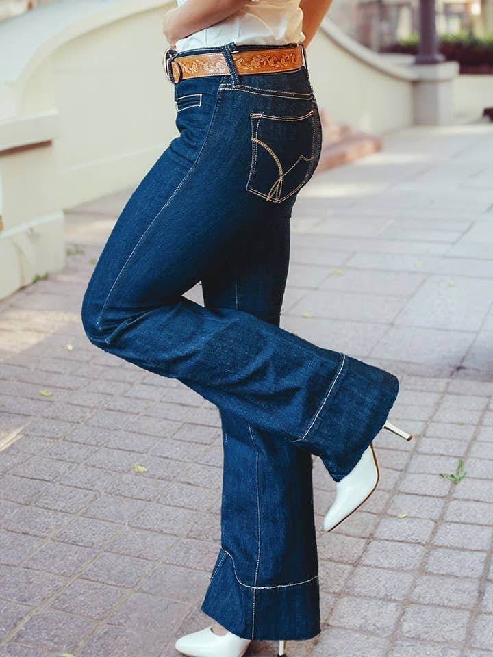 Sail Blue Center Seam Deep Wash Straight Jeans for wholesale on Faire1