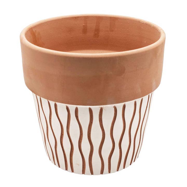 A&B Home Group Inc. - Wholesale Plant pot - D8.5x8" Standard Terracotta Vertical Scroll Pot - Medium
