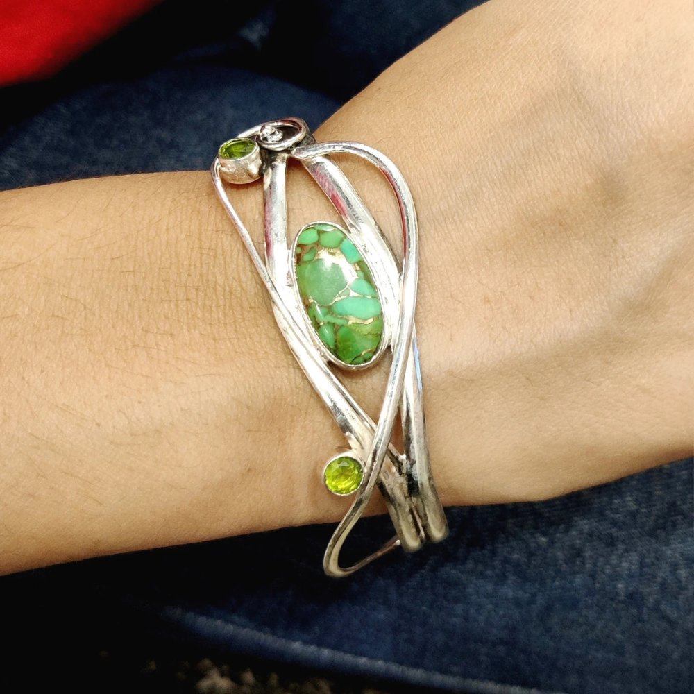 Ashlen - Wholesale Cuff Bracelet - TURQUOISE WAVY BANGLE (ADJUSTABLE)1