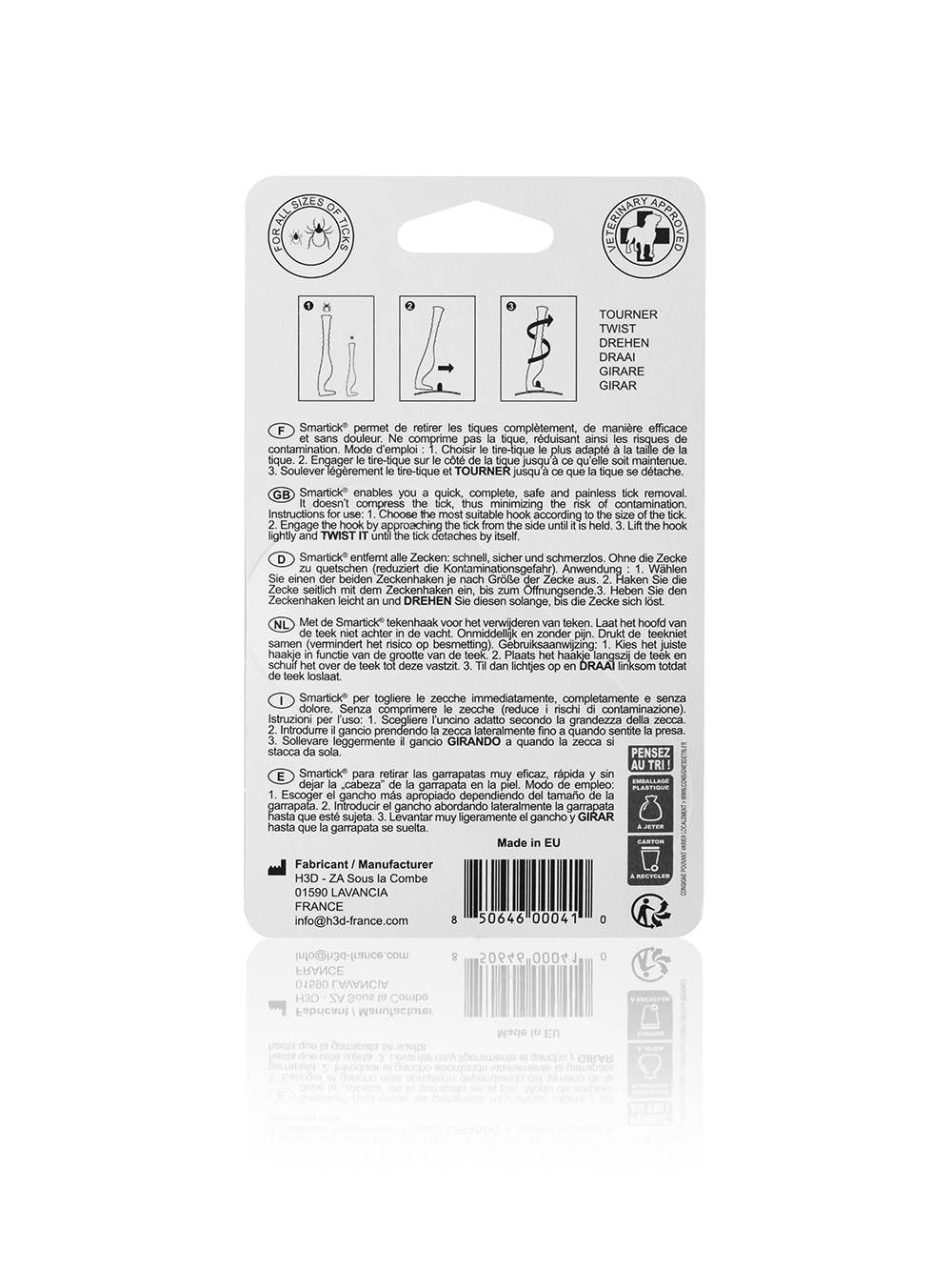 H3D – Großhandel Haustierpflegeprodukt – Hund – Display mit 12 Paaren grüner Smartick® Zeckenentferner1