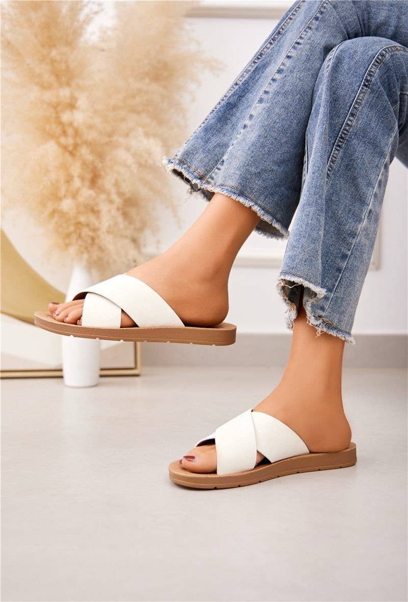 No Doubt Shoes - Venta al por mayor Sandalias - Mujer - Sandalias deslizantes con bandas cruzadas y diseño tipo flip flop1