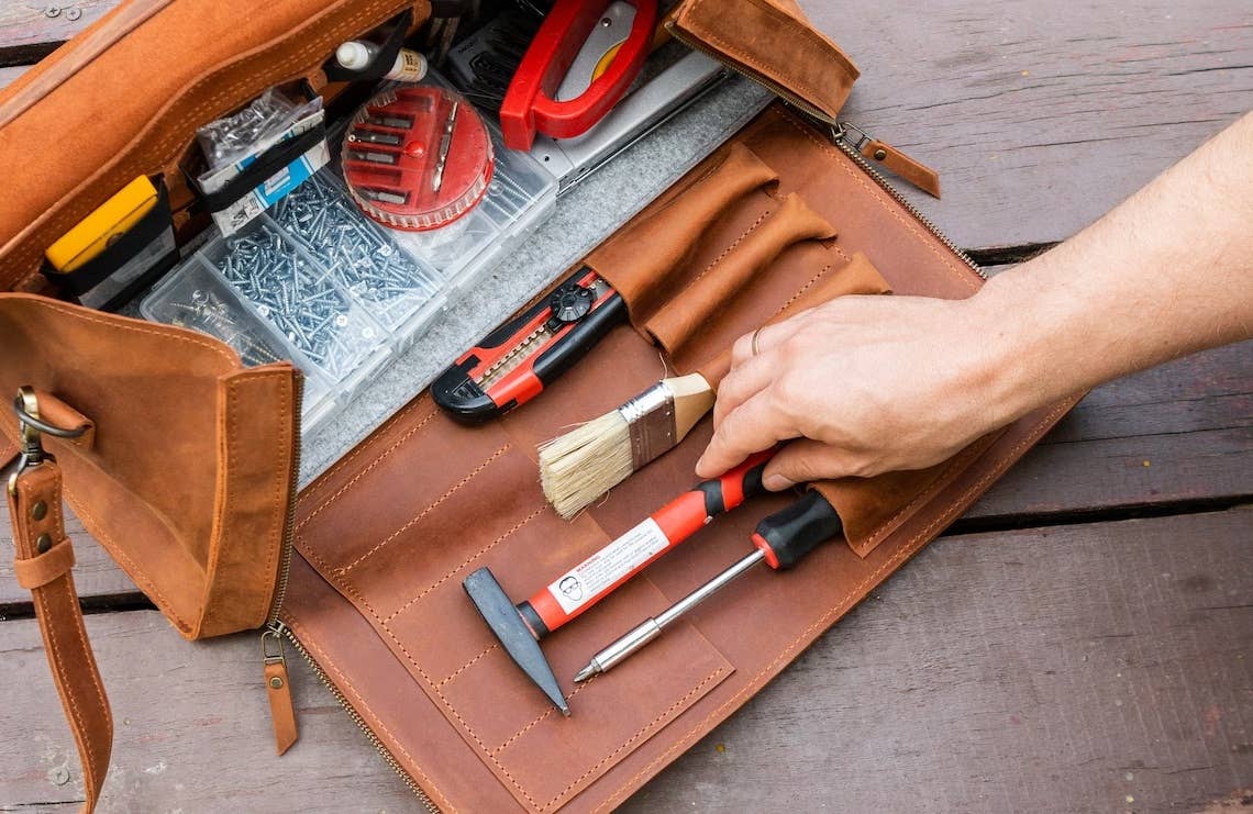 Pikore – wholesale Tool set – Leather Wrench Organizer Tool Set Bag4