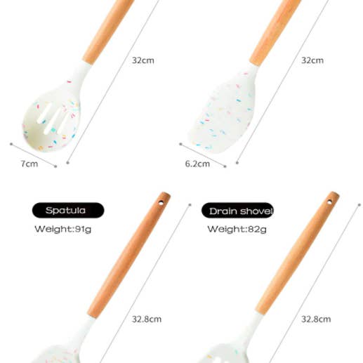 Homerely - Wholesale Kitchen Utensil Set - Colourful White Silicone Utensils Set