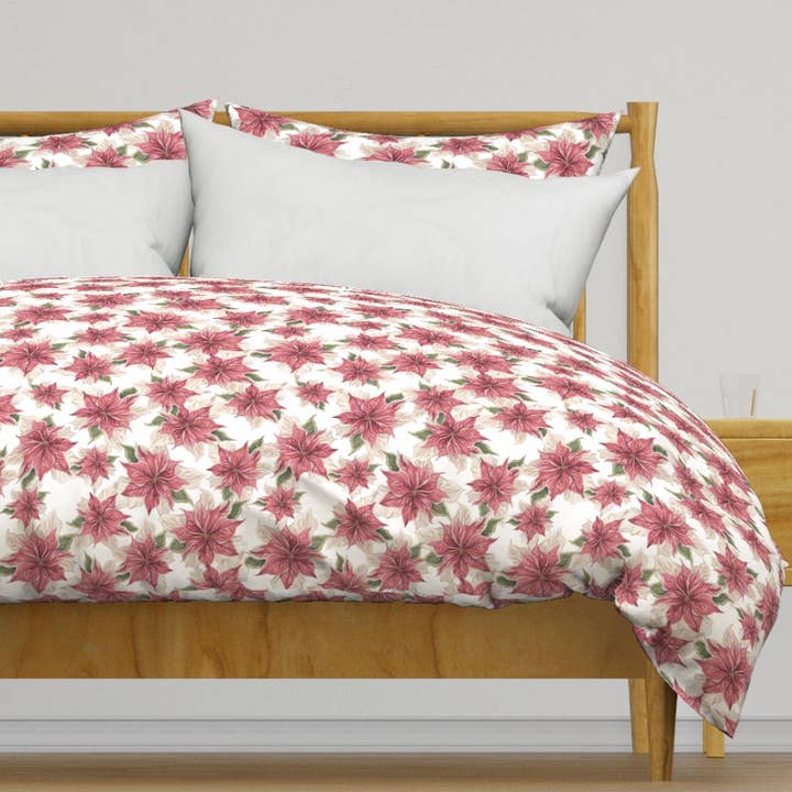 Poinsettia Duvet for wholesale by Fox & Willow Design Studio