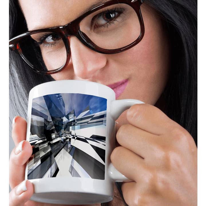 3dRose – Großhandel Kaffeebecher – 3dRose, Surreale abstrakte reflektierende Glasstruktur, die ein Schachbrettmuster darstellt., Tasse9