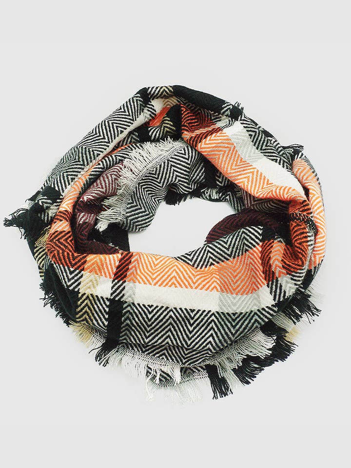 Multi Color Checkered Plaid Double Loop Infinity Scarf for wholesale by Wild Honey