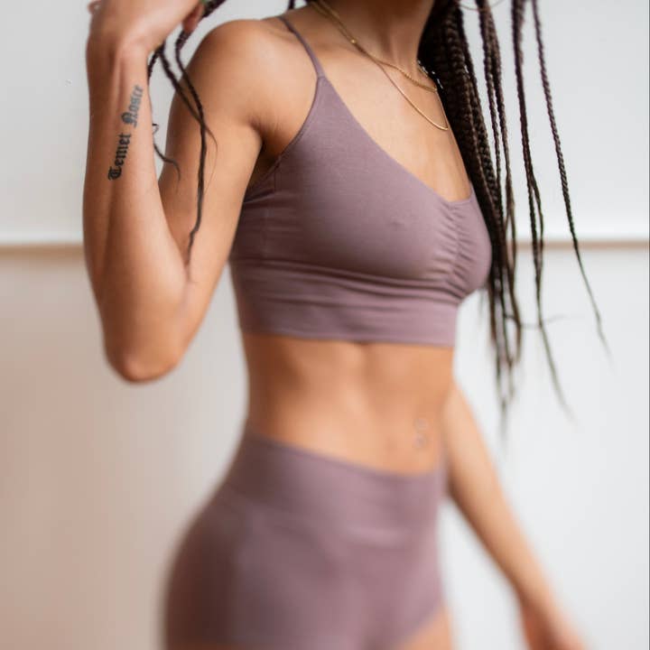 UNA PLUMA - Wholesale Bralette - Women's - Organic Bralette - Cross Back Organic Cotton Bra Top3