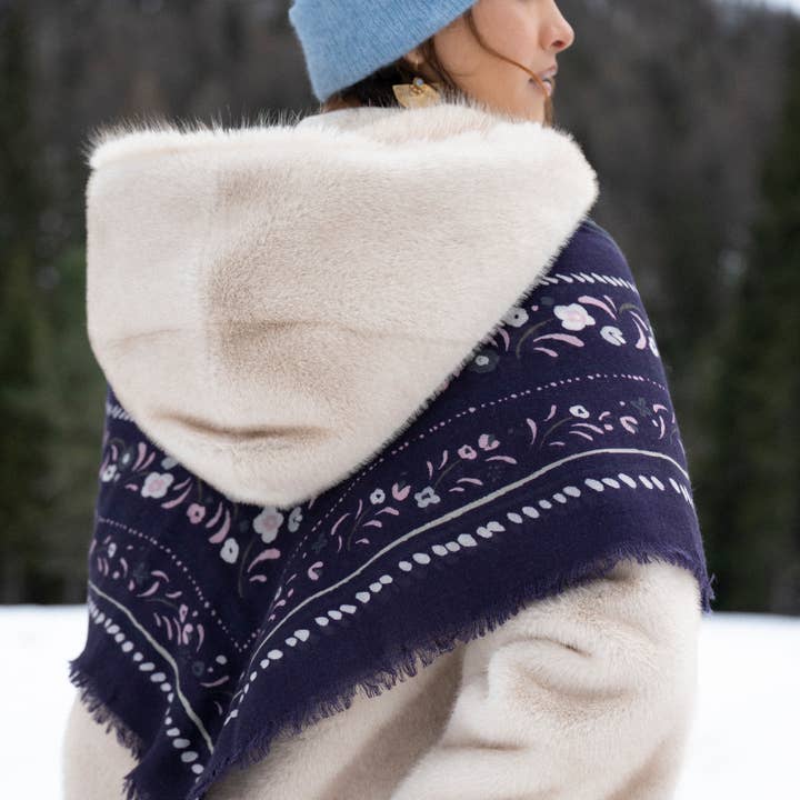 Maradji - Wholesale Scarf - Women's - BALKANS STORM BLUE WOOL AND SILK SCARF2