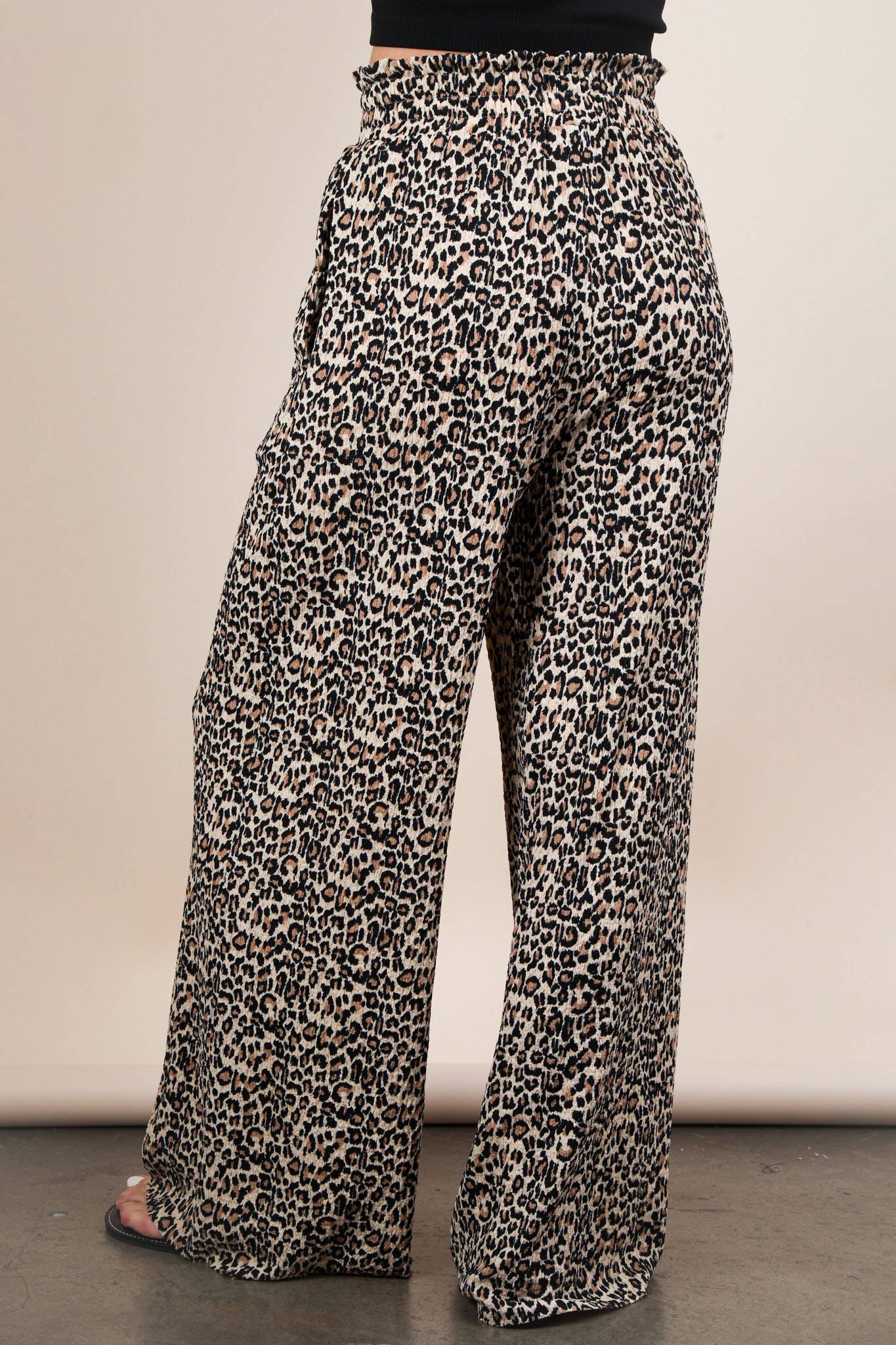 VERY J - Wholesale Pants - Women's - NP70826-Leopard Print & Solid Wide Leg Pleated Pants23