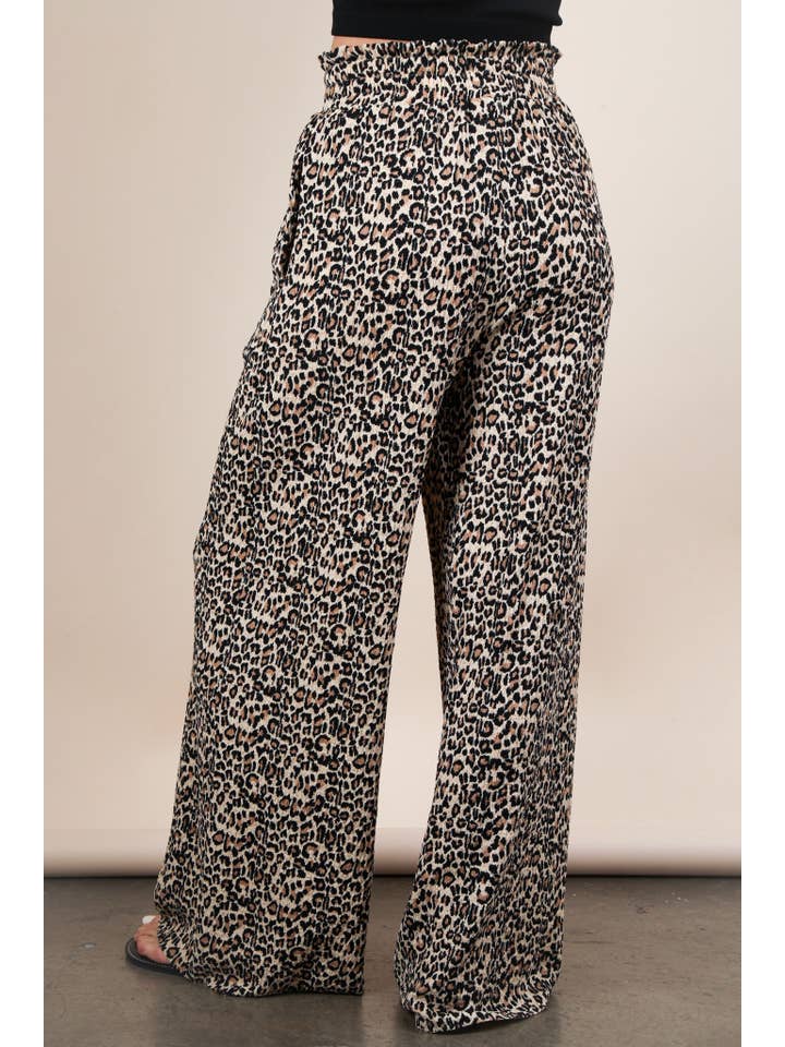 VERY J - Wholesale Pants - Women's - NP70826-Leopard Print & Solid Wide Leg Pleated Pants23