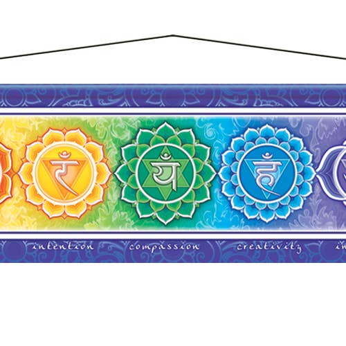 8 po X 30 po Bannière Bénédiction Chakra Énergie pour la vente par Mandala Arts