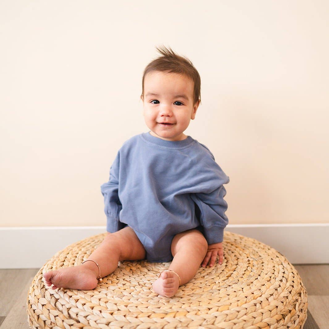 Addie Joy company - Wholesale Romper - Kids - Oversized Cozy Romper - Dreamy Blue