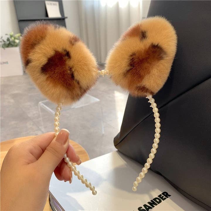 FurDecoration - Wholesale Fashion headband – women's - Beaver Fur Rabbit Ear Headband5