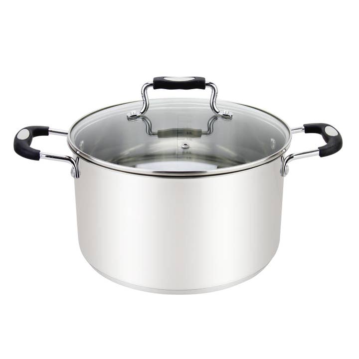 Millvado Urban SS Stock Pot with Glass Lid, 11 Qt for wholesale by Kadra Kitchenware