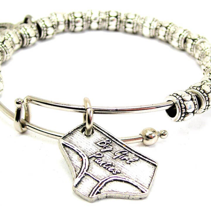 Big Girl Panties Metal Beaded Bracelet Expressions Sayings for wholesale by Chubby Chico Charms