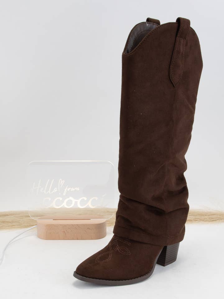 RELY FOLDOVER KNIEHOGE LAARZEN VAN IMITATIESUÈDE voor wholesale door CCOCCI