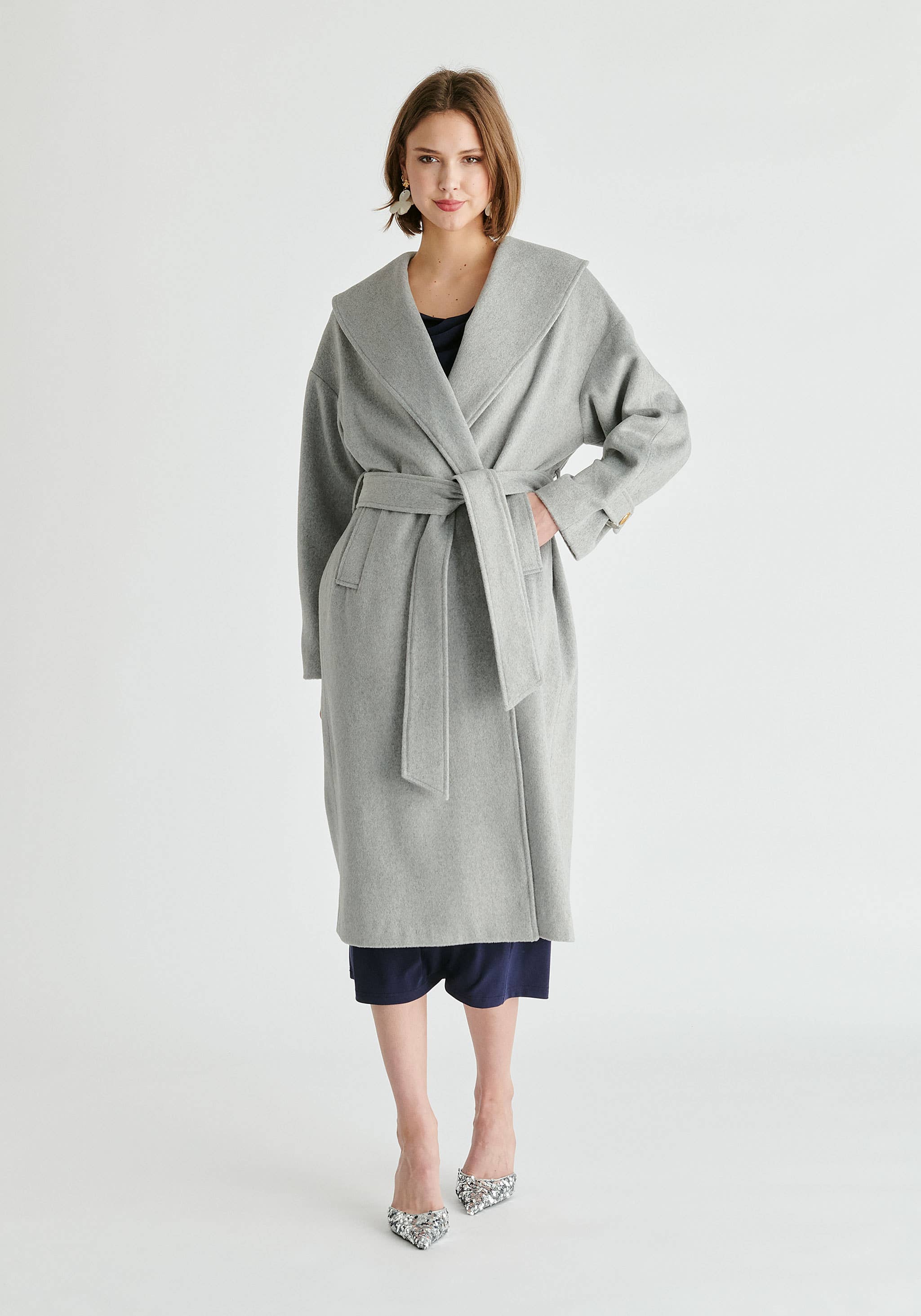 Paisie - Wholesale Coat - Women's - Shawl Collar Wool Coat with Belt21