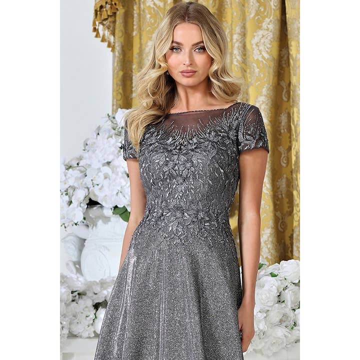 Babyfox Apparel - Wholesale Dress - Women's - Short Sleeve Bateau Neckline Metallic MoB Dress