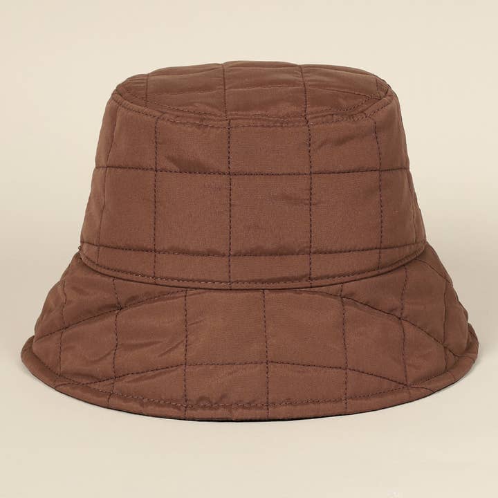 Fashion City - Wholesale Bucket hat – Women's - Plain Color Quilted Warm Bucket Hat2