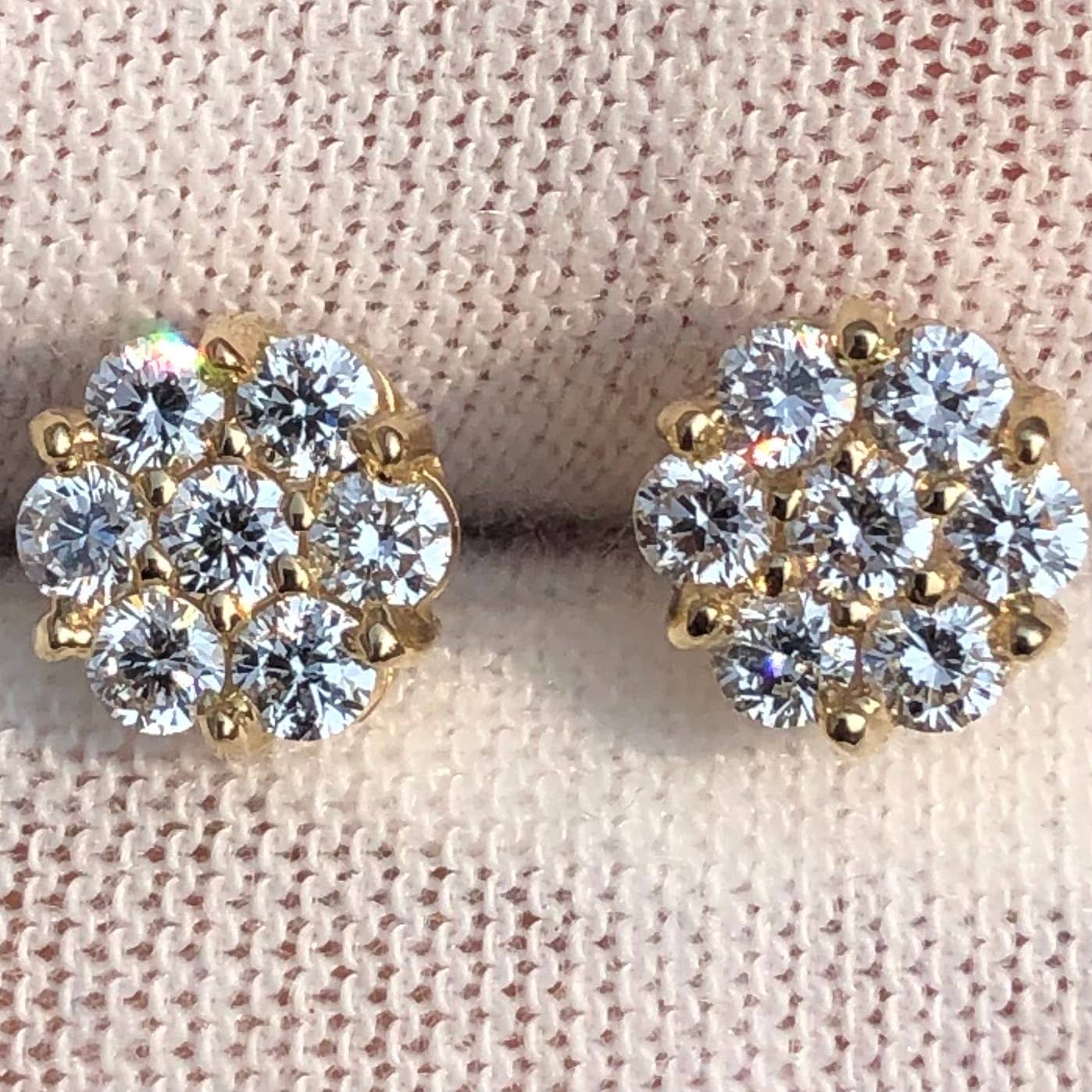 Geneve Diamond - Vente Clous d'oreille - Boucles d'oreilles en forme de fleur avec diamants VS de 1 carat en or 14K de laboratoire.2