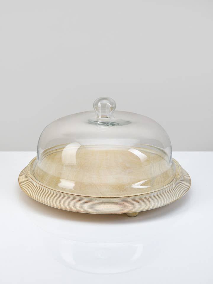 12 x 6in Gypsie Glass Cloche with Wood Base for wholesale by Jamali Garden