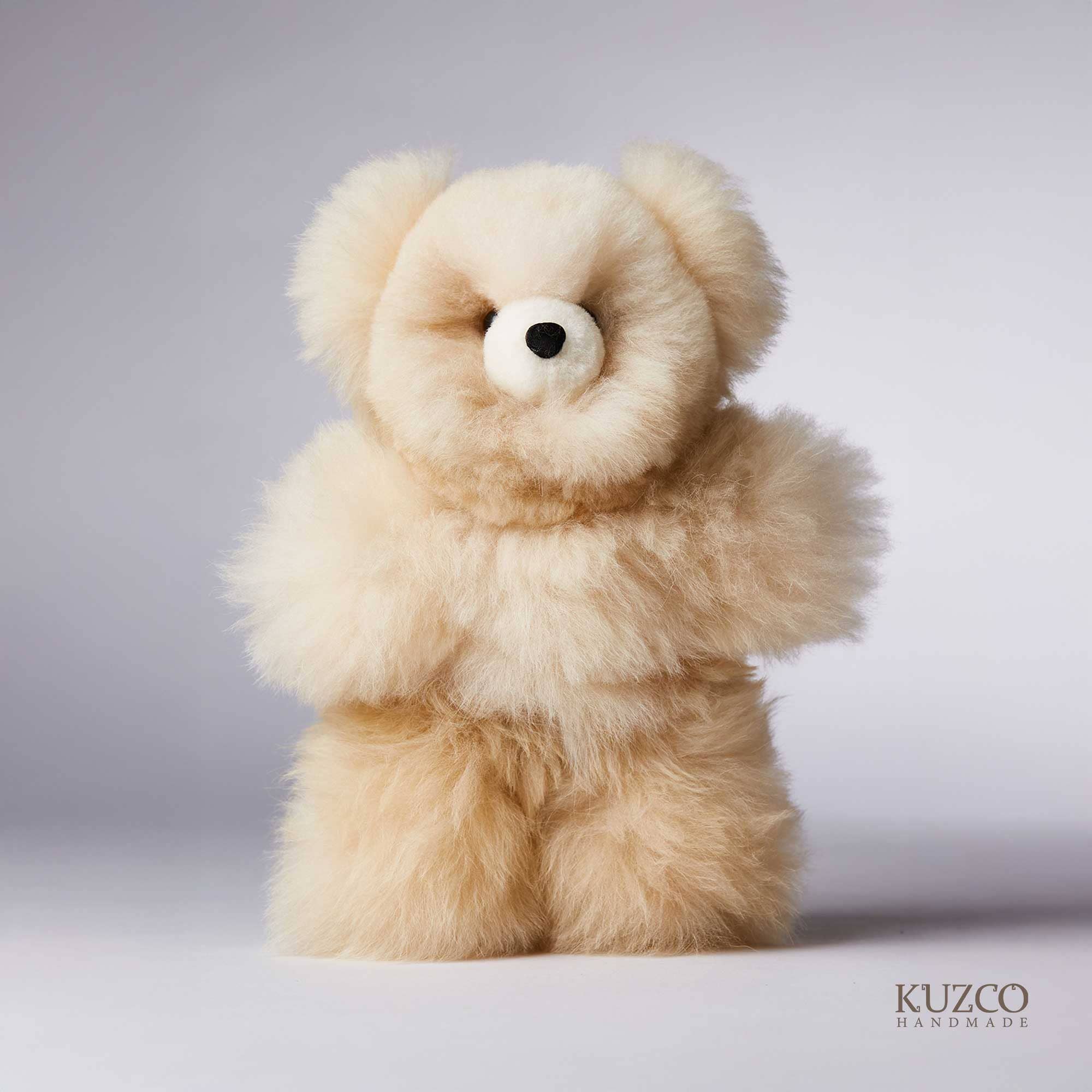 KuzcoHandmade - Wholesale Stuffed/Plush Toy - Kids & Baby - Beige Alpaca Fur Teddy Bear – Ethically Handmade, 15 inches0