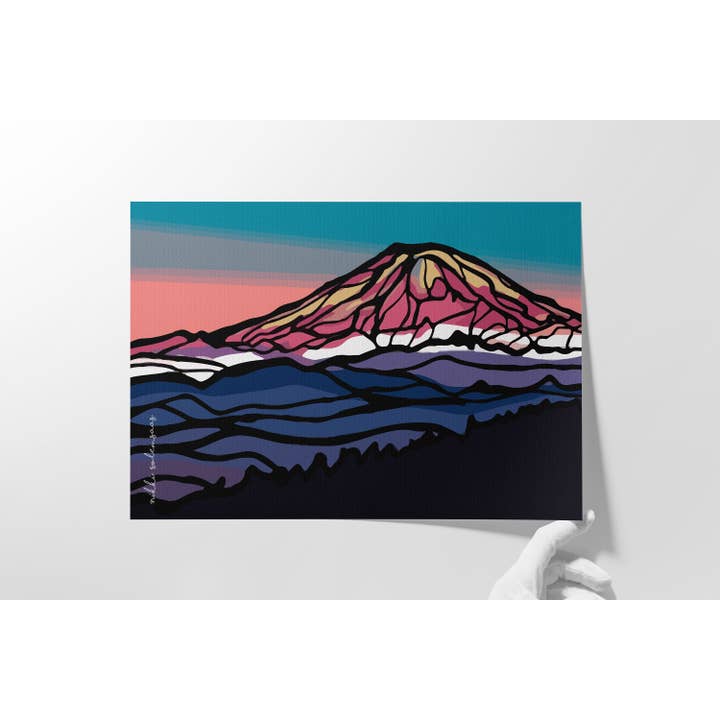 Mt Rainier - PNW Art Print for wholesale by Paintinsidethelines