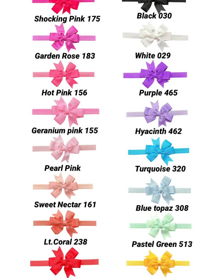 3.5" Baby headband available in 16 colors 6pcs/$6.00 for wholesale by Kids Charm Online