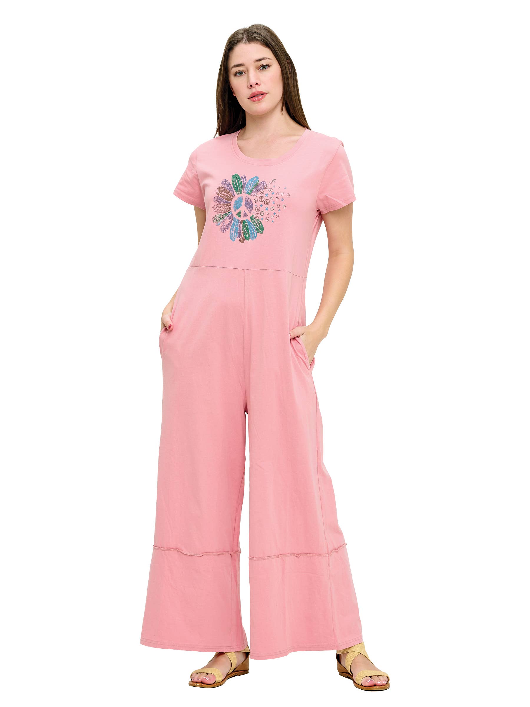 Yak & Yeti - Wholesale Jumpsuit - Women's - Jumpsuit Peace Flower Print1