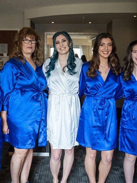 GiftsbyPR - Wholesale Robe - Women's - Navy Blue Silk Satin Robes, Custom Navy Satin Wedding Robes9