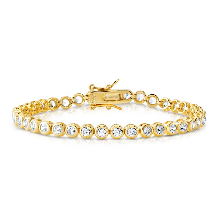 BEZEL TENNIS BRACELET, GOLD for wholesale by JEN HANSEN